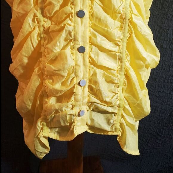 Ashley Stewart Yellow Button Down Rouched Top Size 18W - Picture 7 of 12